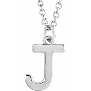 Sterling Silver Initial J Dangle 18" Necklace