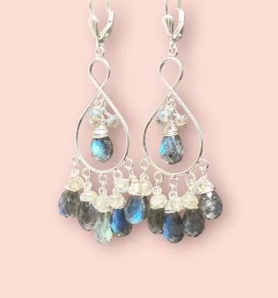 Sterling Silver Labradorite Chandelier Earrings