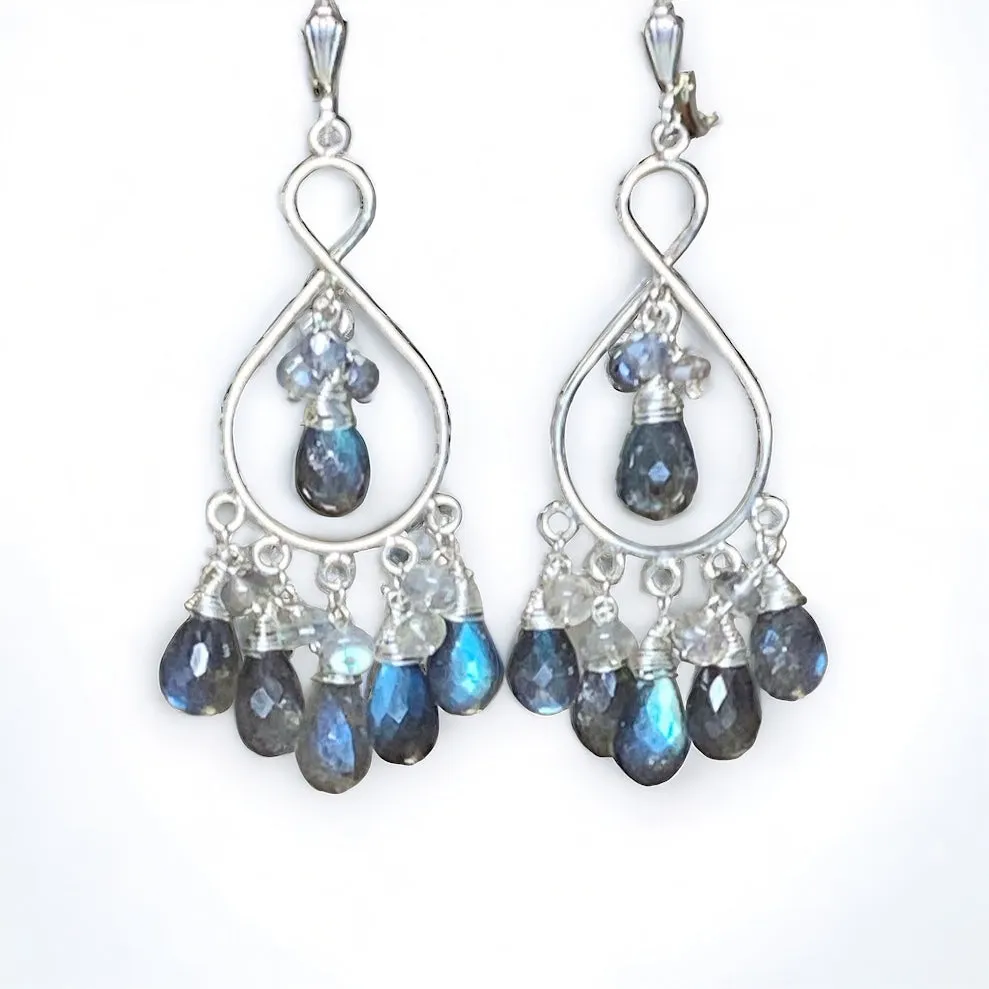 Sterling Silver Labradorite Chandelier Earrings