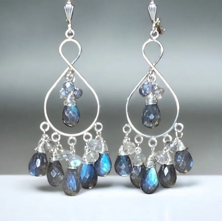 Sterling Silver Labradorite Chandelier Earrings