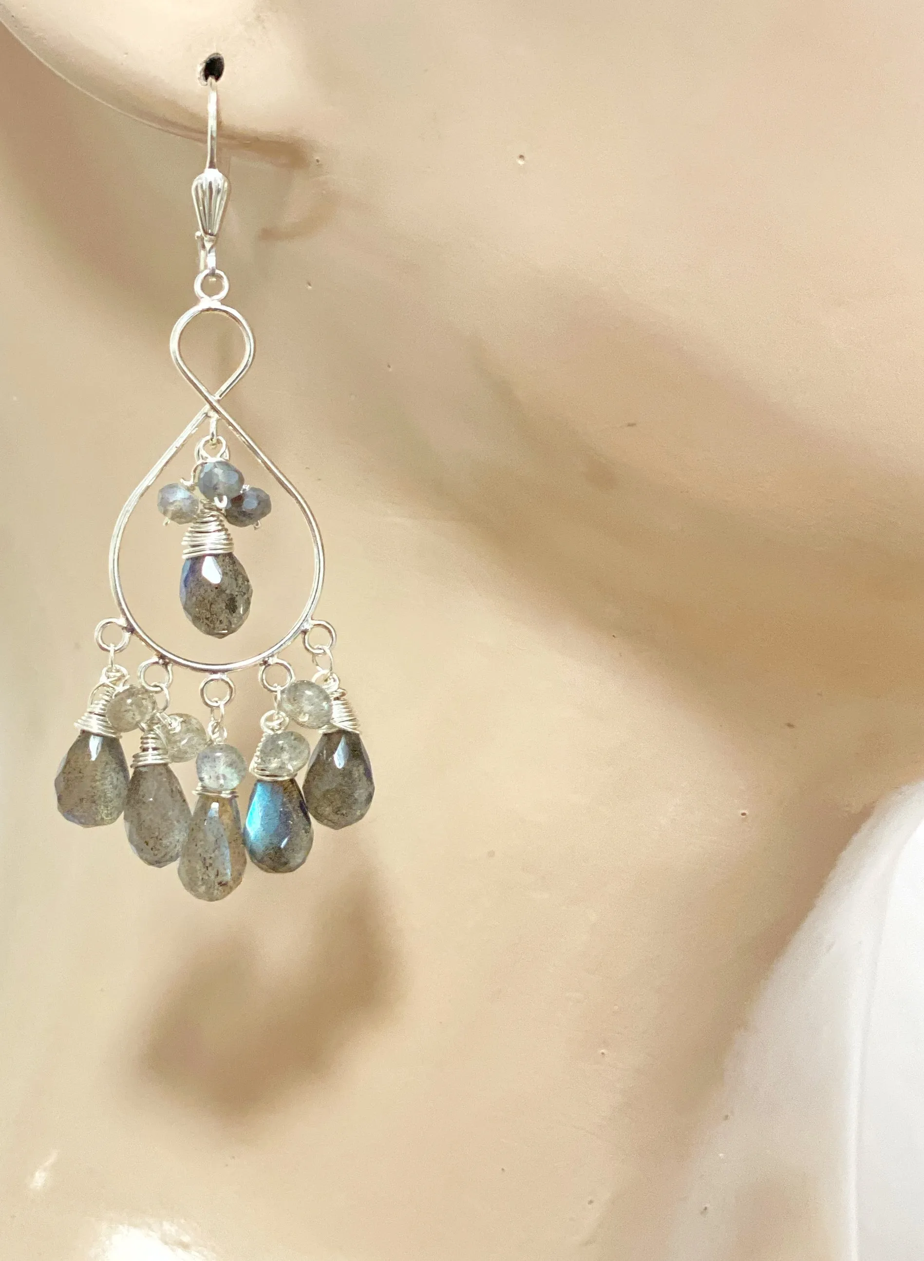 Sterling Silver Labradorite Chandelier Earrings