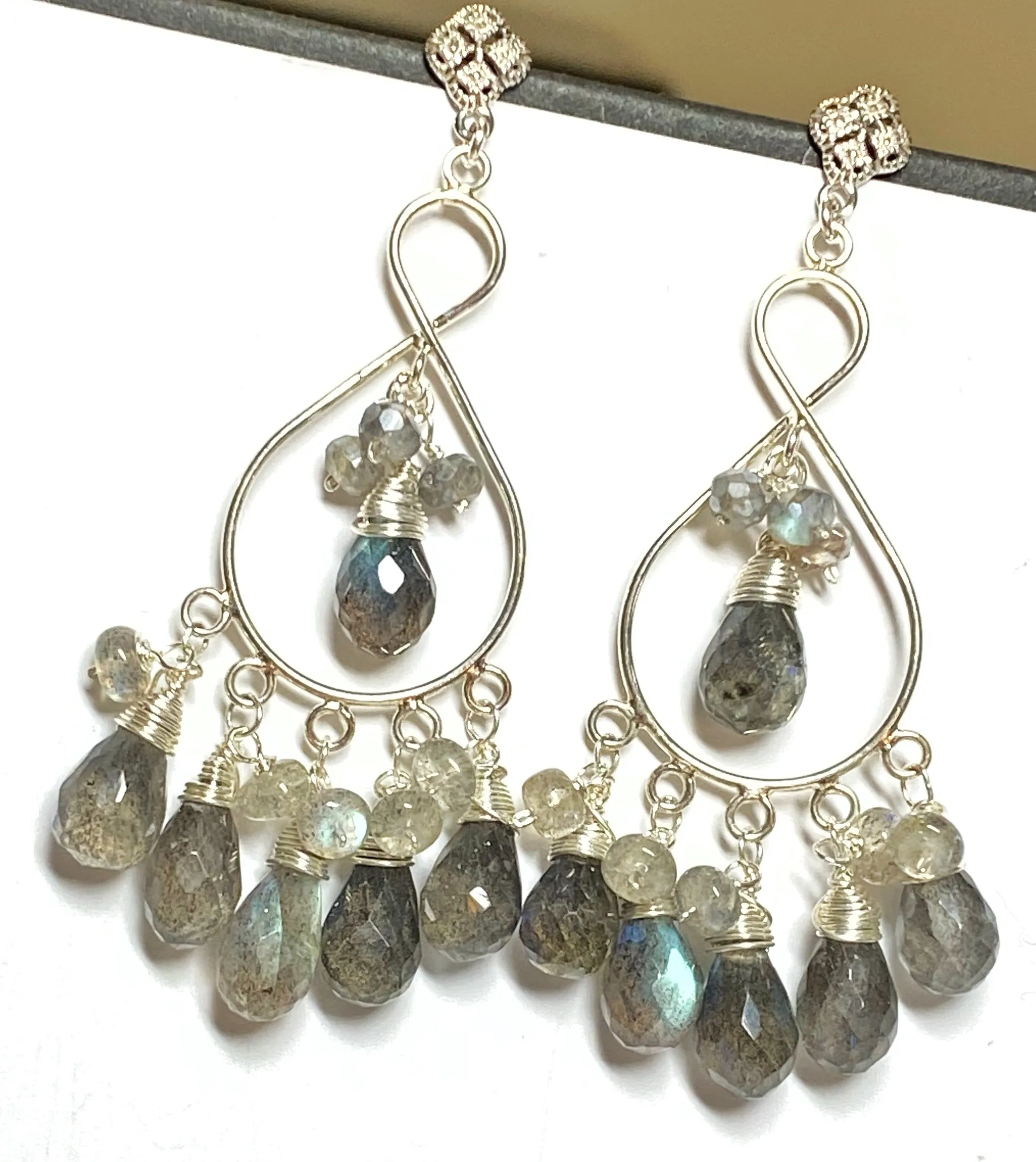 Sterling Silver Labradorite Chandelier Earrings
