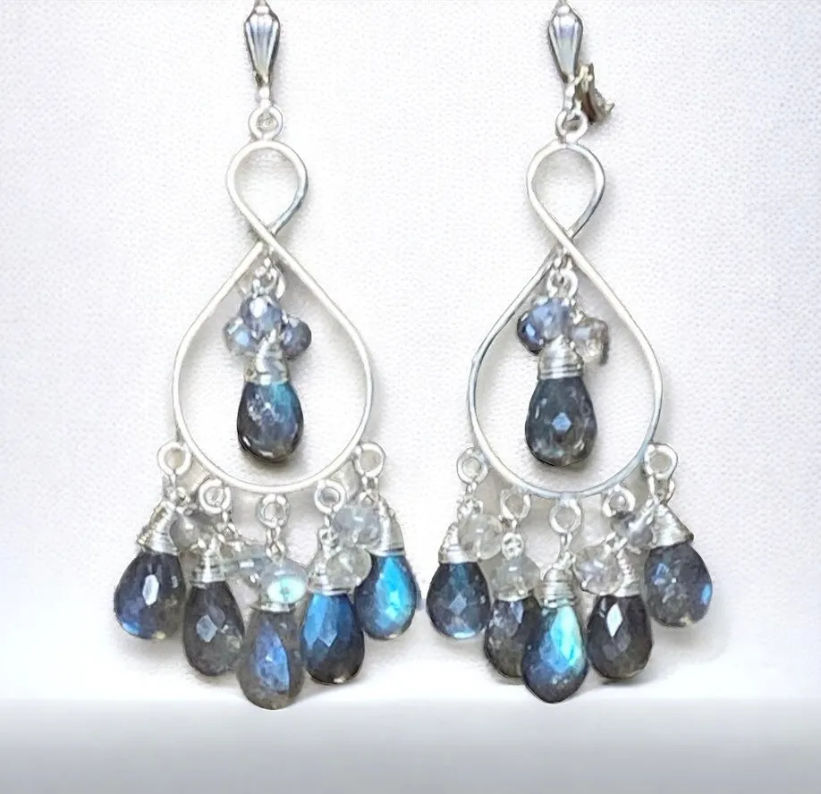 Sterling Silver Labradorite Chandelier Earrings