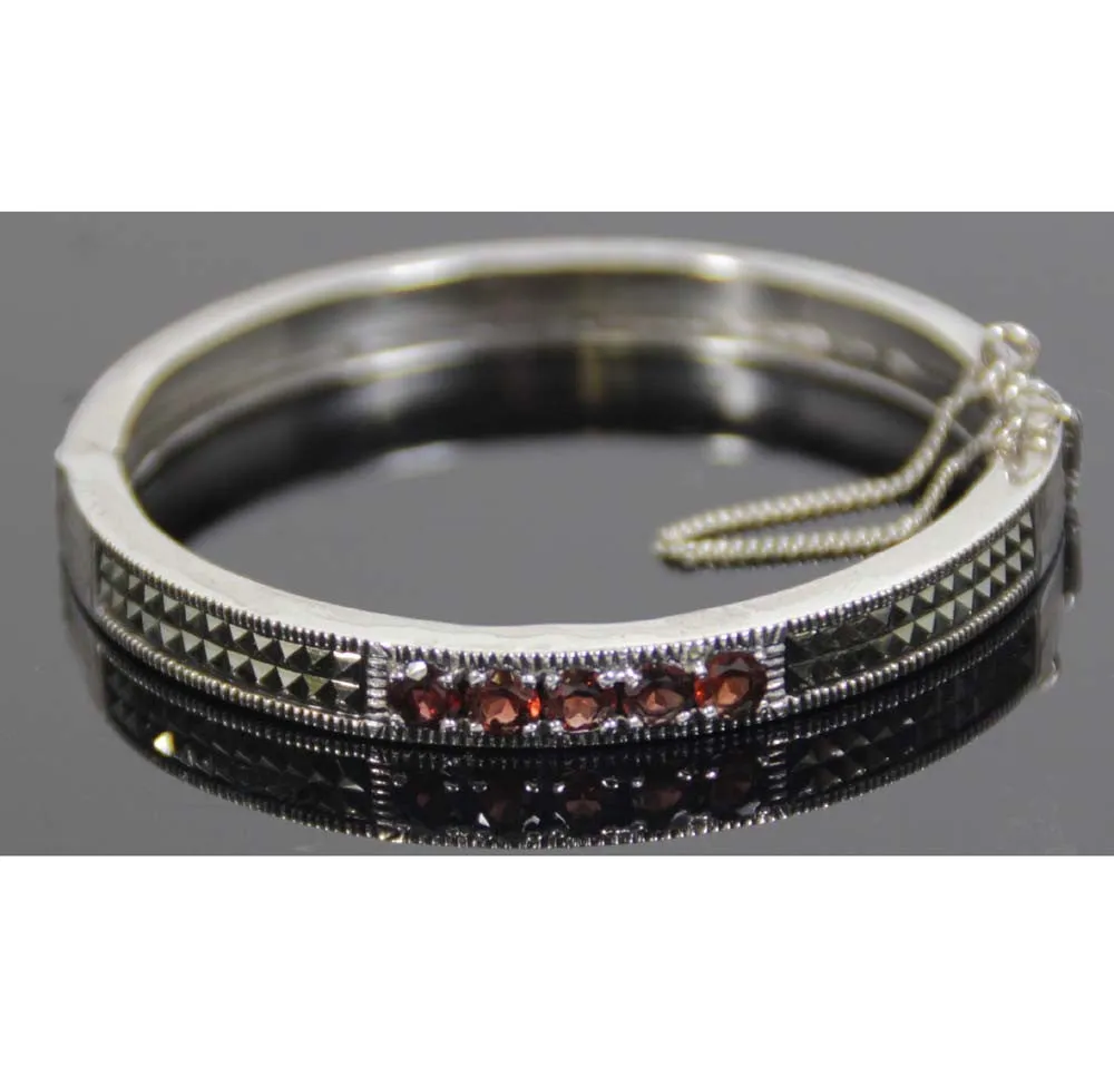 Sterling Silver Marcasite Topaz Bracelet