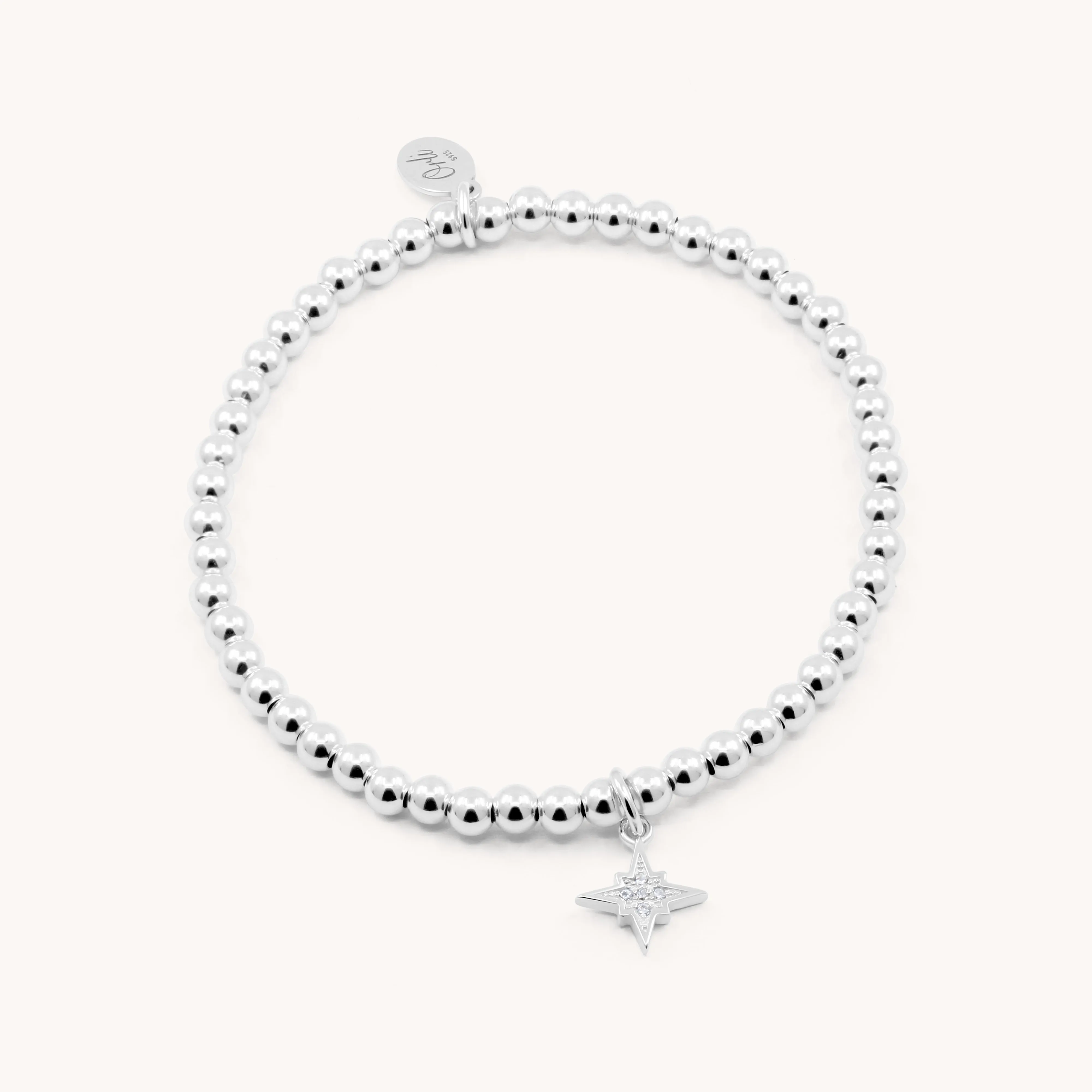 Sterling Silver Mini Crystal Starburst Beads Bracelet