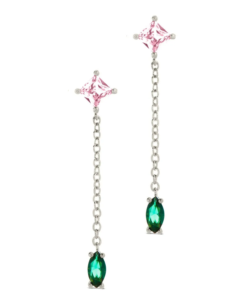 Sterling Silver Polaris CZ Dangle Earrings