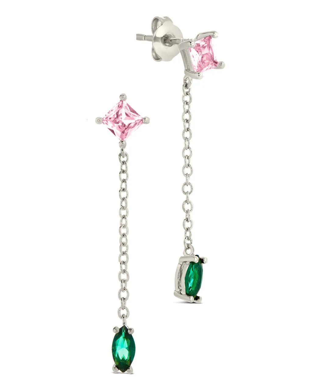 Sterling Silver Polaris CZ Dangle Earrings