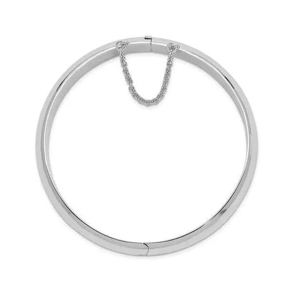 Sterling Silver Rhodium Plated (12mm) High Polished Hinged Bangle Bracelet