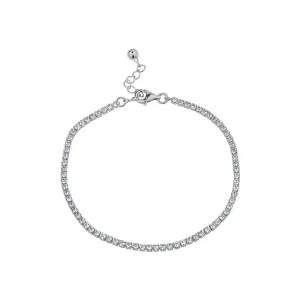 Sterling Silver Rhodium Plated (2mm) CZ Tennis Bracelet