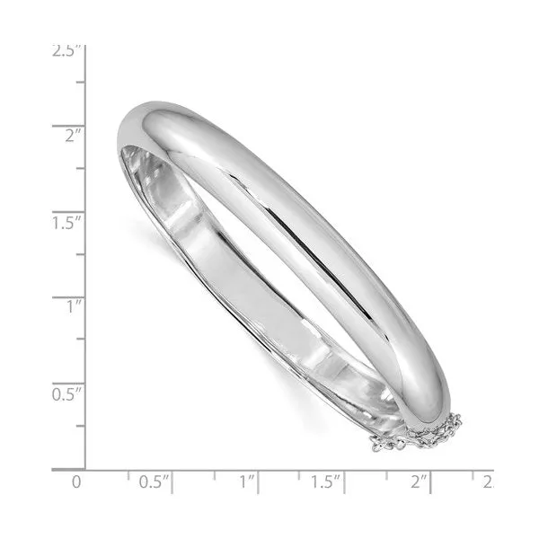 Sterling Silver Rhodium Plated (9mm) High Polished Hinged Bangle Bracelet