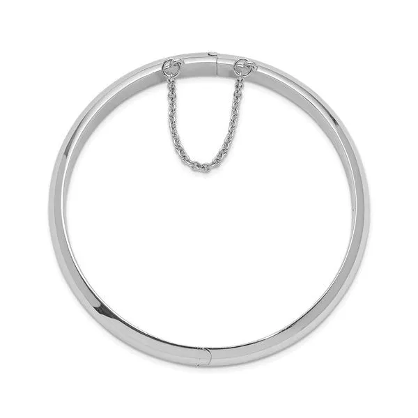 Sterling Silver Rhodium Plated (9mm) High Polished Hinged Bangle Bracelet