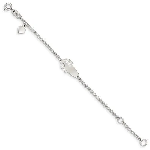 Sterling Silver Rhodium Plated Teddy Bear Baby ID Bracelet