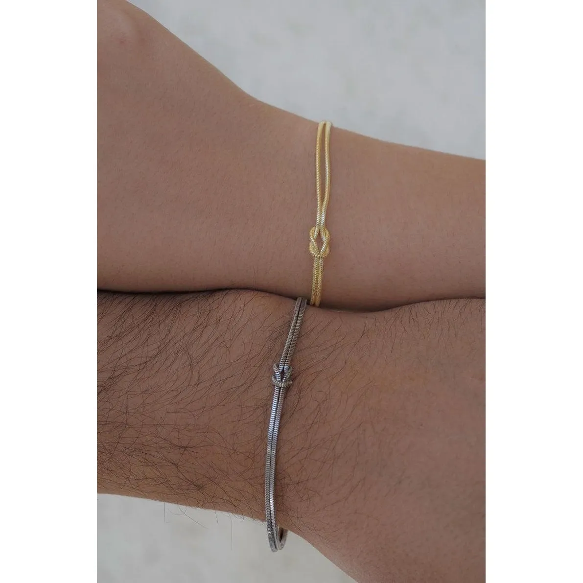 Sterling Silver S925 Knot Couple Bracelet