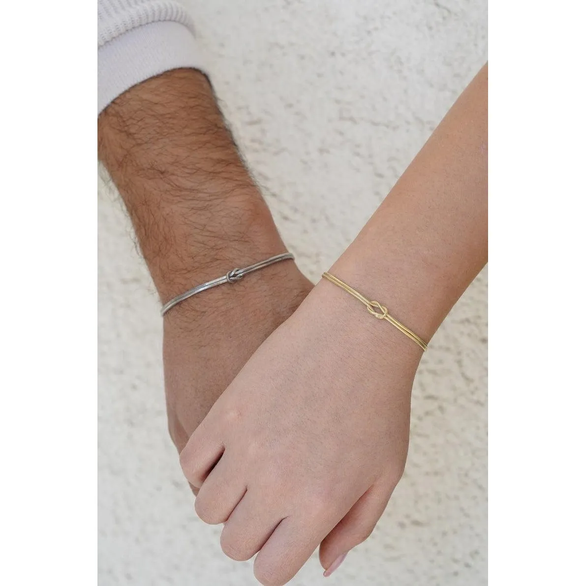 Sterling Silver S925 Knot Couple Bracelet