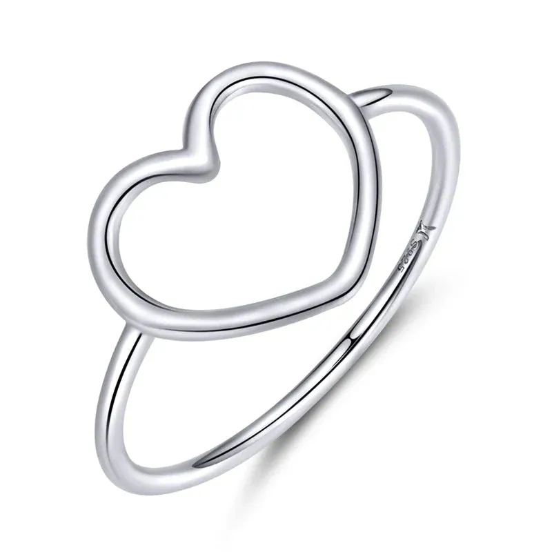 Sterling Silver Simple Rings For Women Wedding Engagement Heart Rings