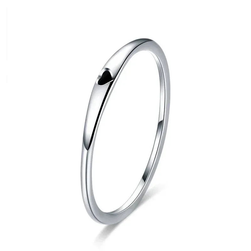 Sterling Silver Simple Rings For Women Wedding Engagement Heart Rings