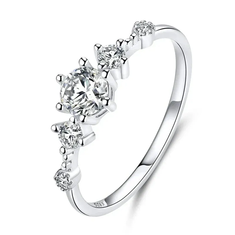 Sterling Silver Simple Rings For Women Wedding Engagement Heart Rings