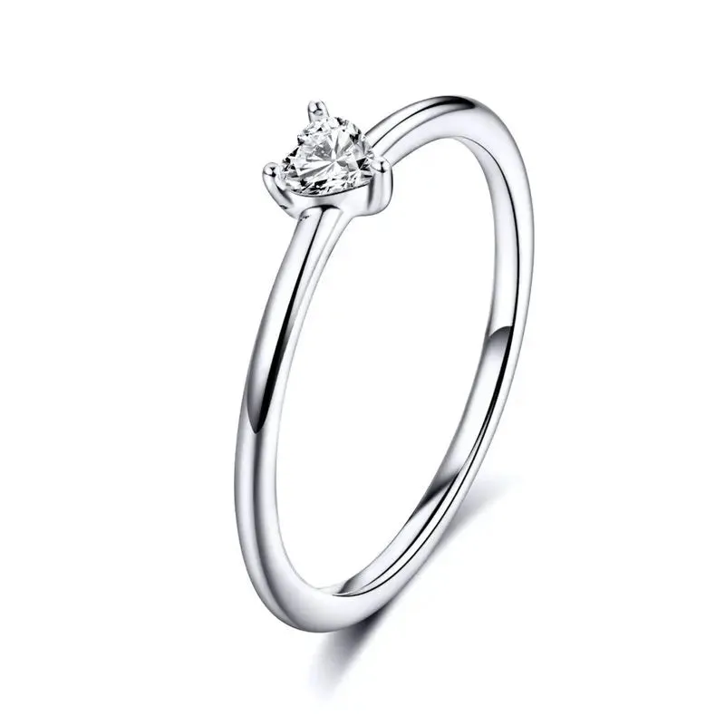 Sterling Silver Simple Rings For Women Wedding Engagement Heart Rings