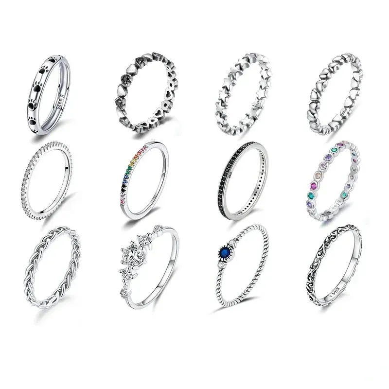 Sterling Silver Simple Rings For Women Wedding Engagement Heart Rings