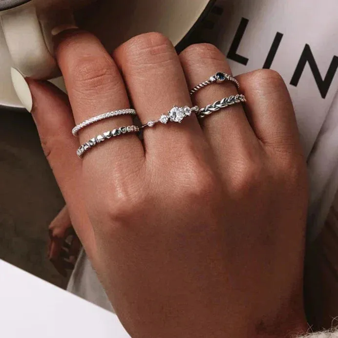 Sterling Silver Simple Rings For Women Wedding Engagement Heart Rings