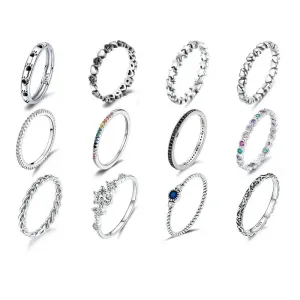 Sterling Silver Simple Rings For Women Wedding Engagement Heart Rings