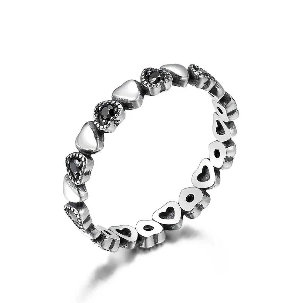 Sterling Silver Simple Rings For Women Wedding Engagement Heart Rings