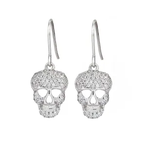 Sterling Silver Skull Drop Earrings