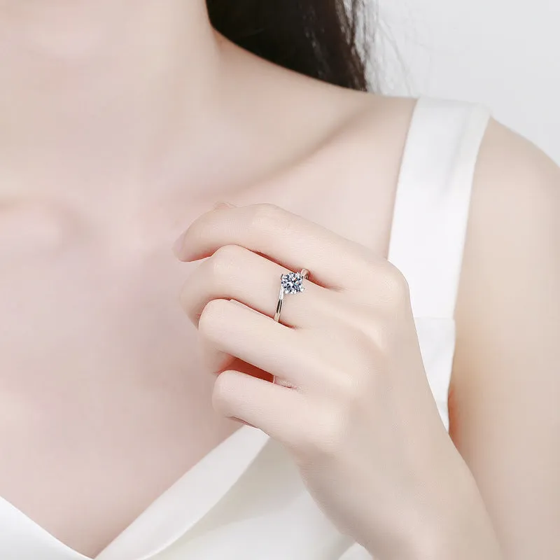 Sterling Silver Twisted Heart Moissanite Ring for Women