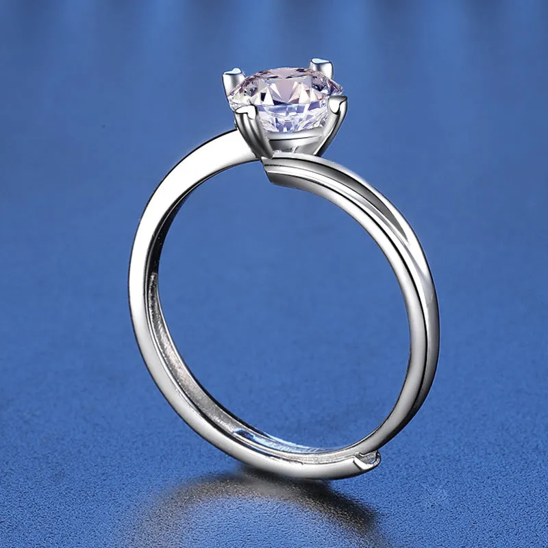 Sterling Silver Twisted Heart Moissanite Ring for Women