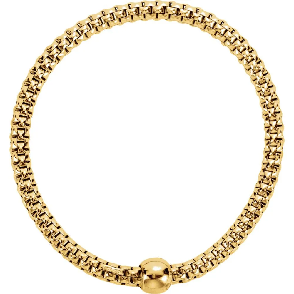 Sterling Silver Yellow Gold Plated 4.3mm Woven Stretch Bracelet
