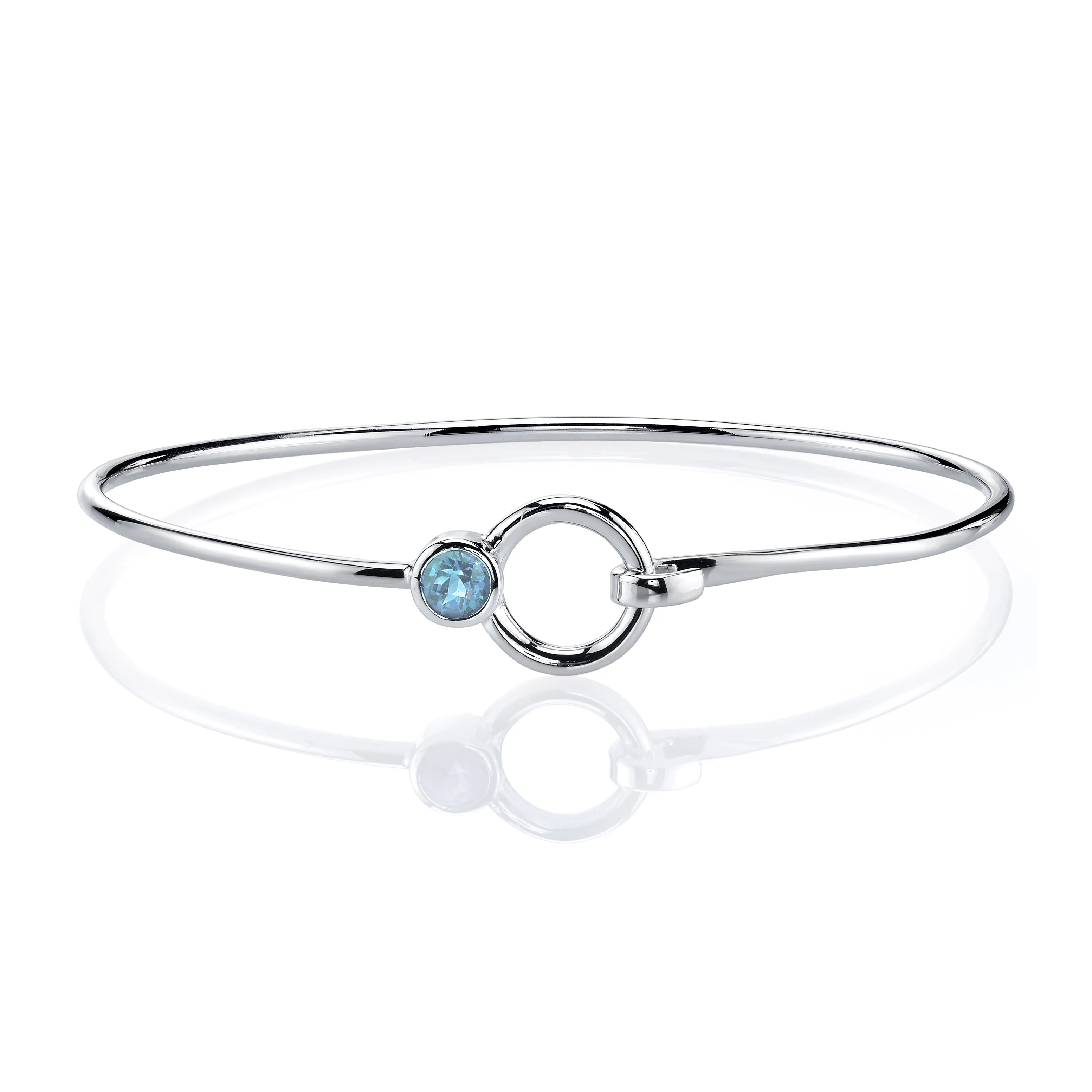 Stone and Silver Bangle Bracelet