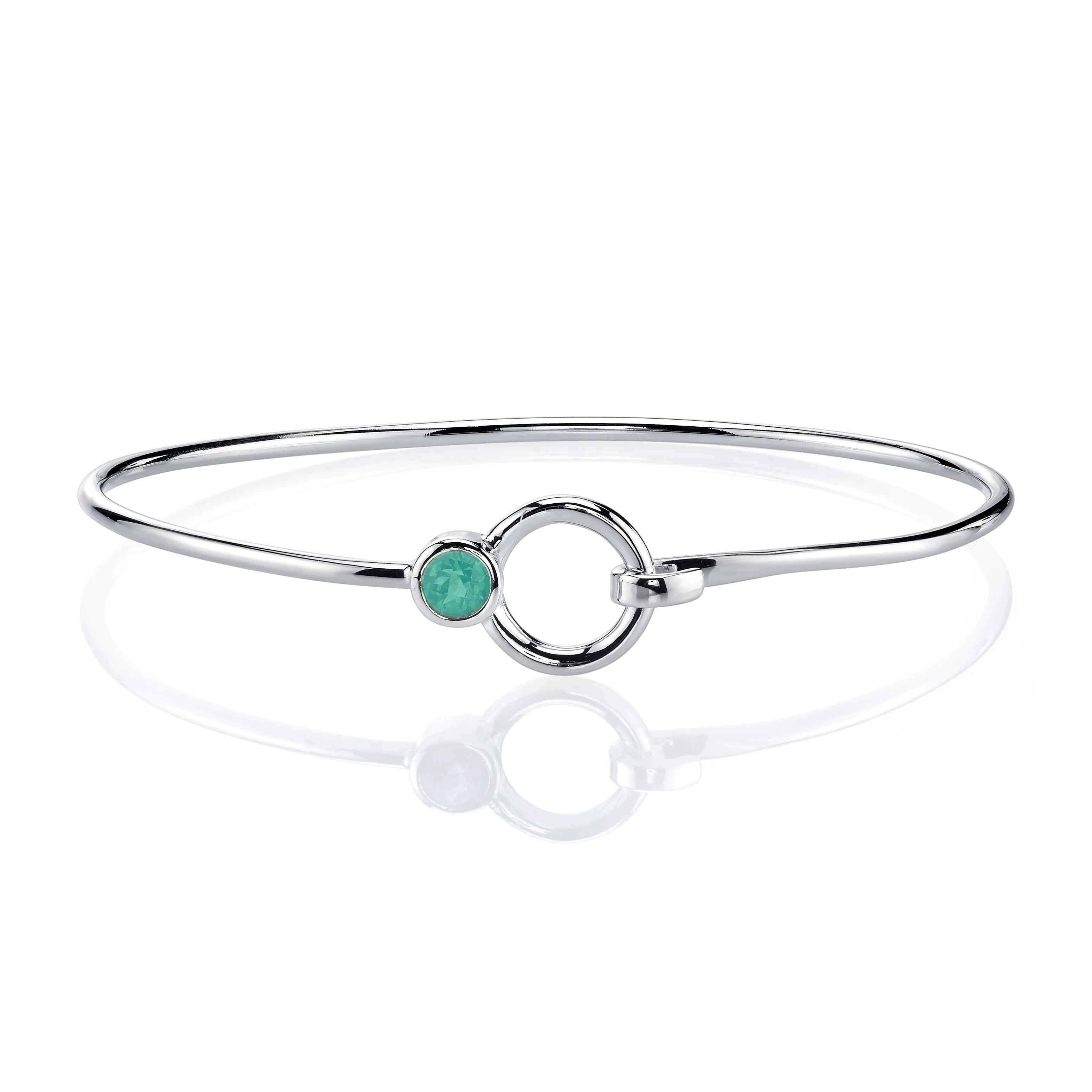 Stone and Silver Bangle Bracelet