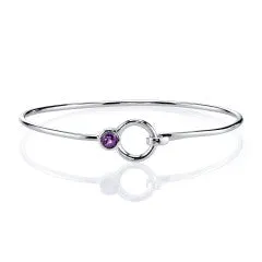 Stone and Silver Bangle Bracelet