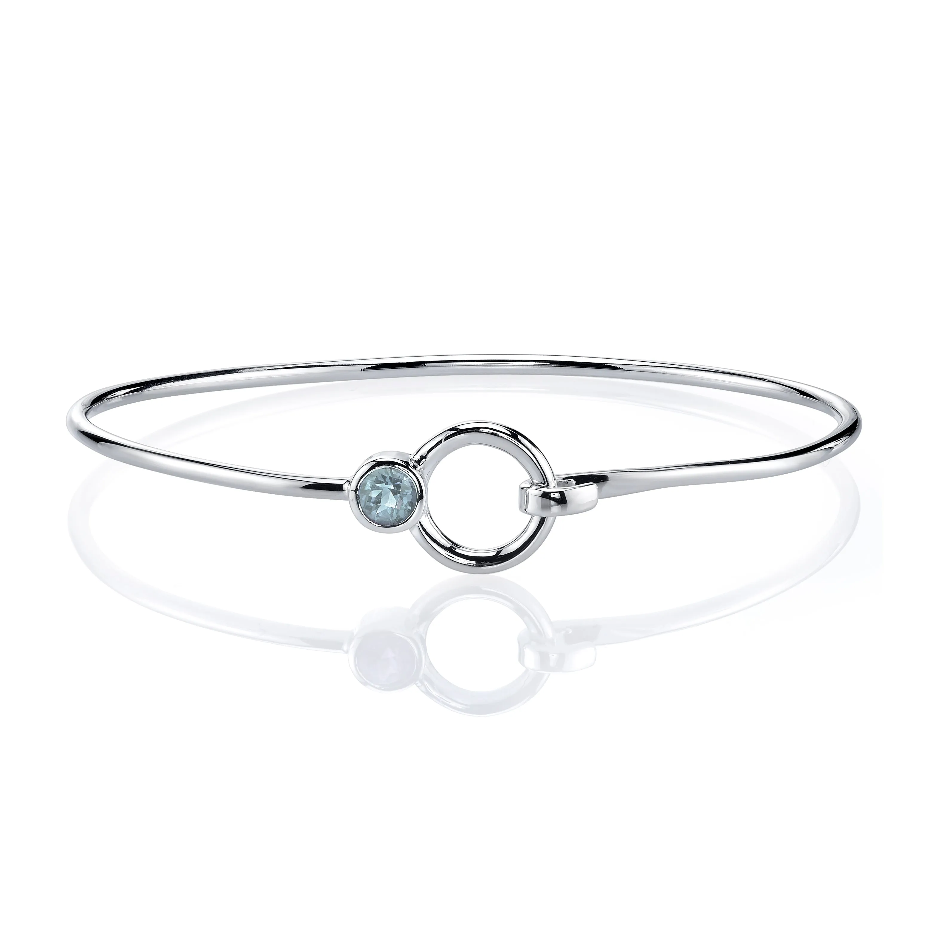 Stone and Silver Bangle Bracelet