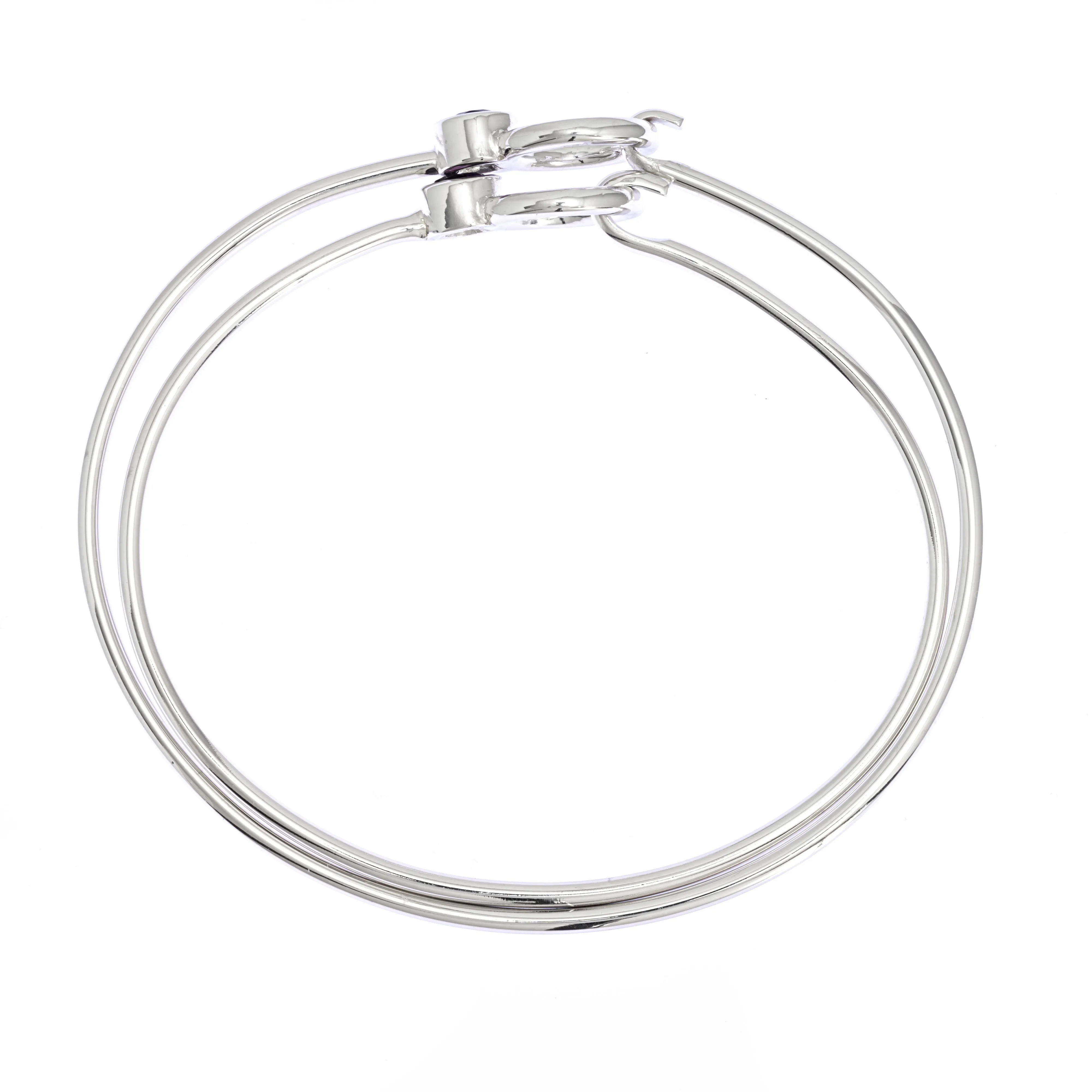 Stone and Silver Bangle Bracelet
