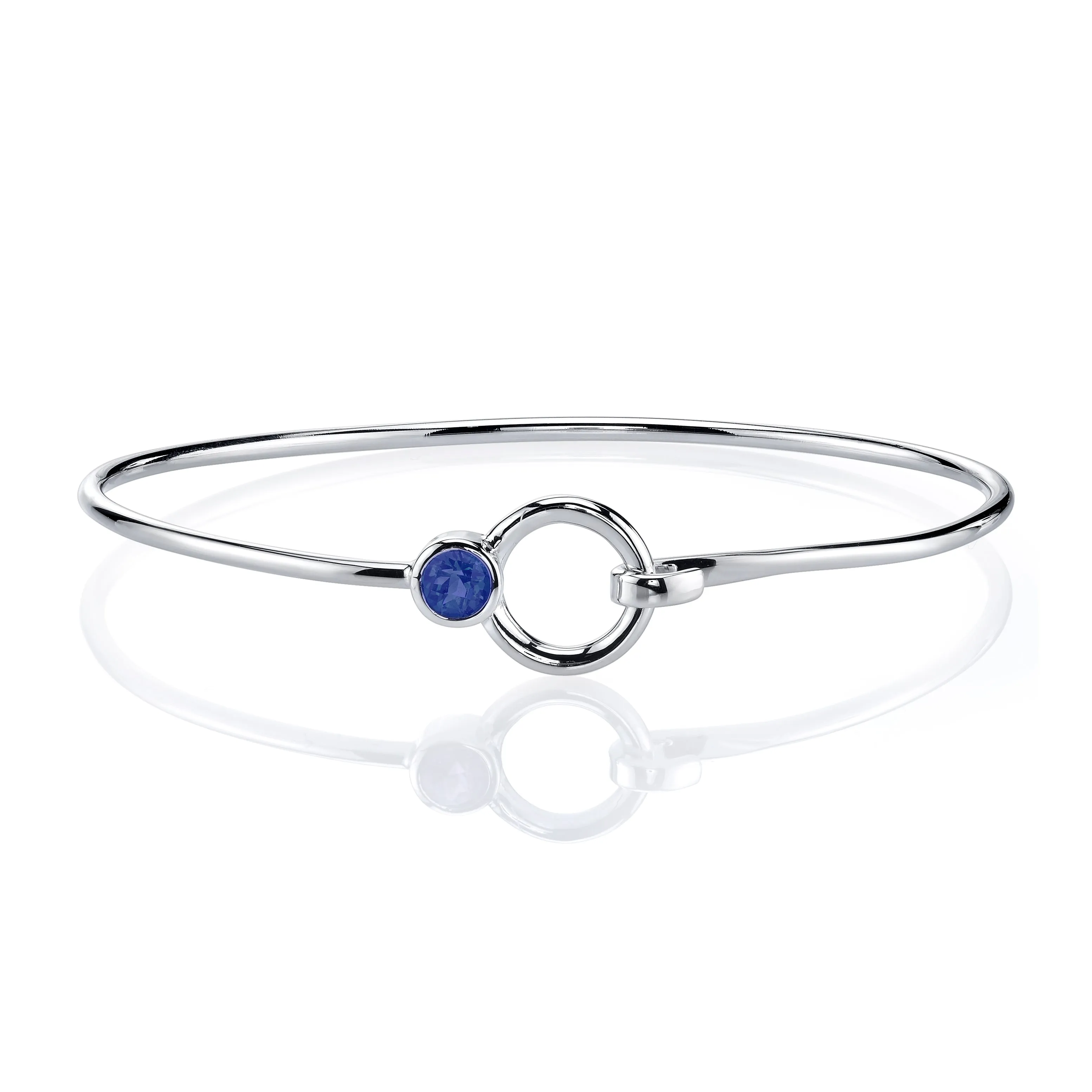 Stone and Silver Bangle Bracelet
