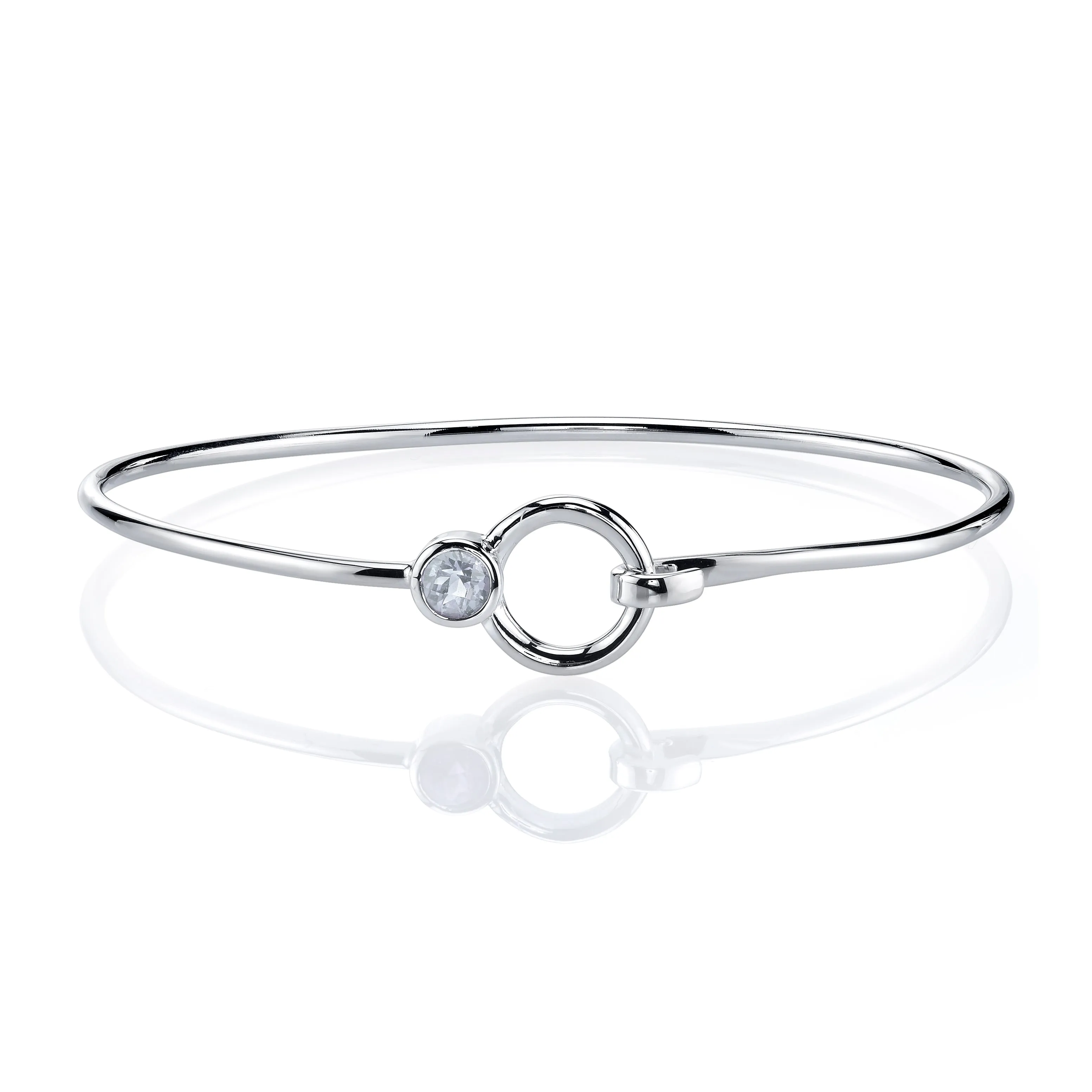 Stone and Silver Bangle Bracelet