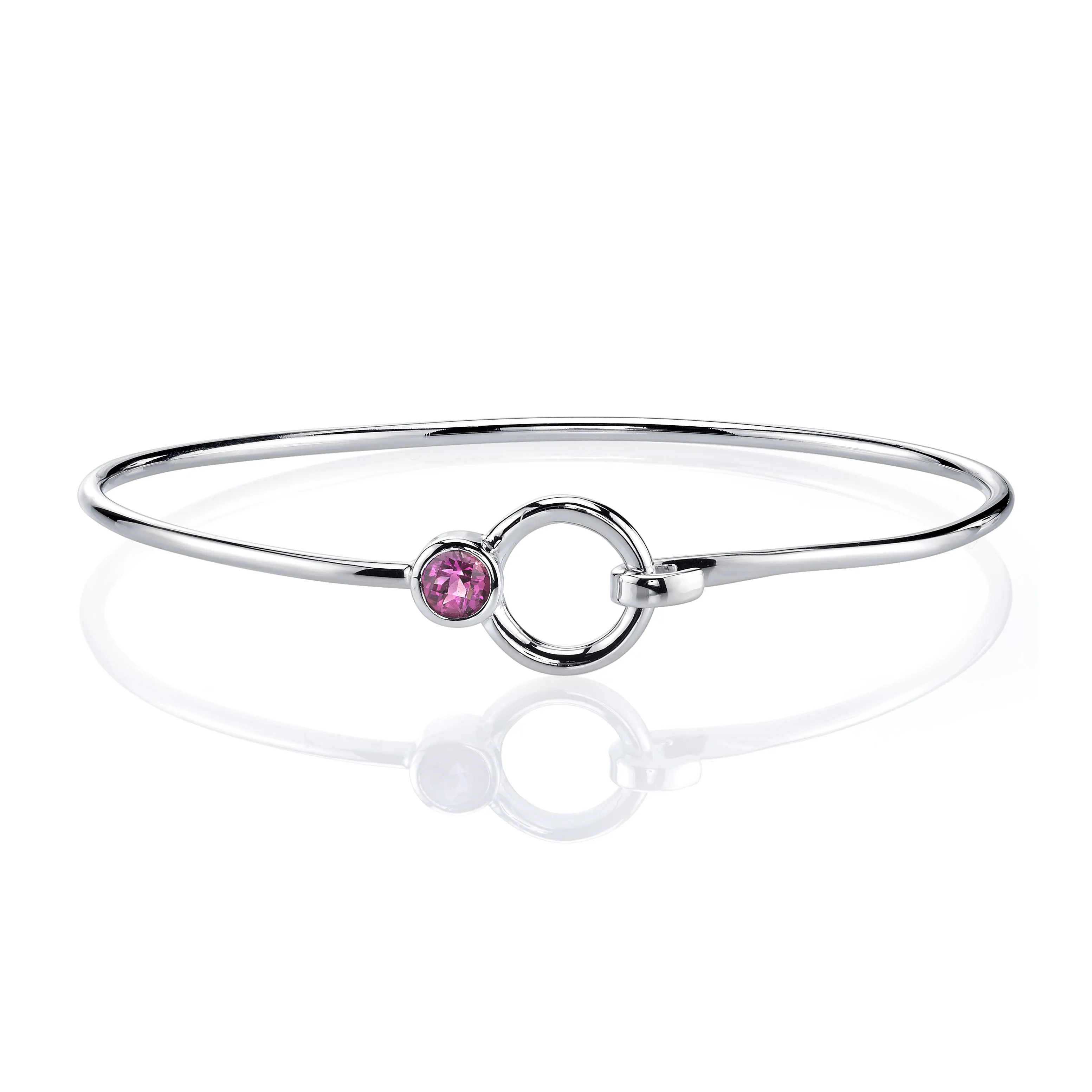 Stone and Silver Bangle Bracelet