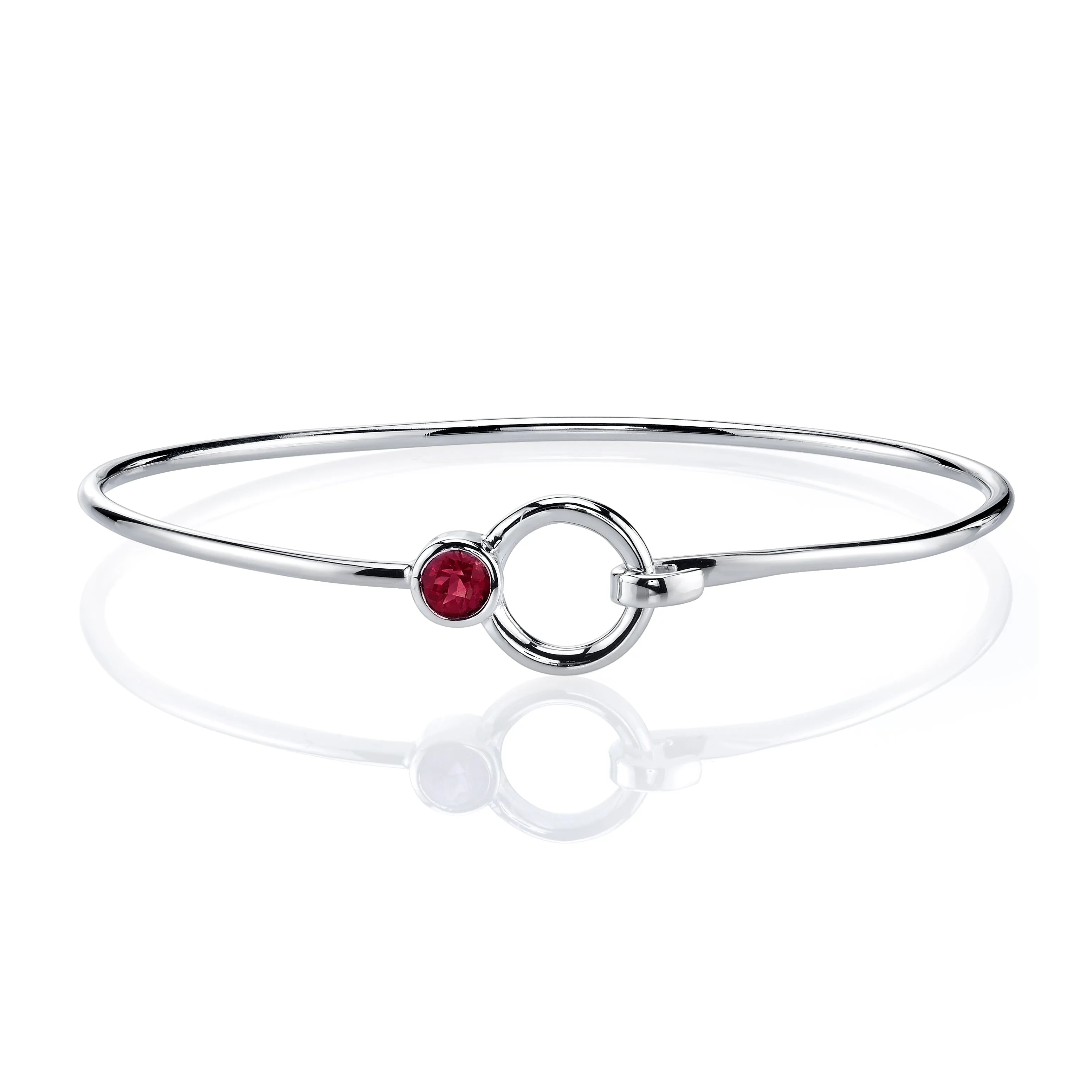 Stone and Silver Bangle Bracelet