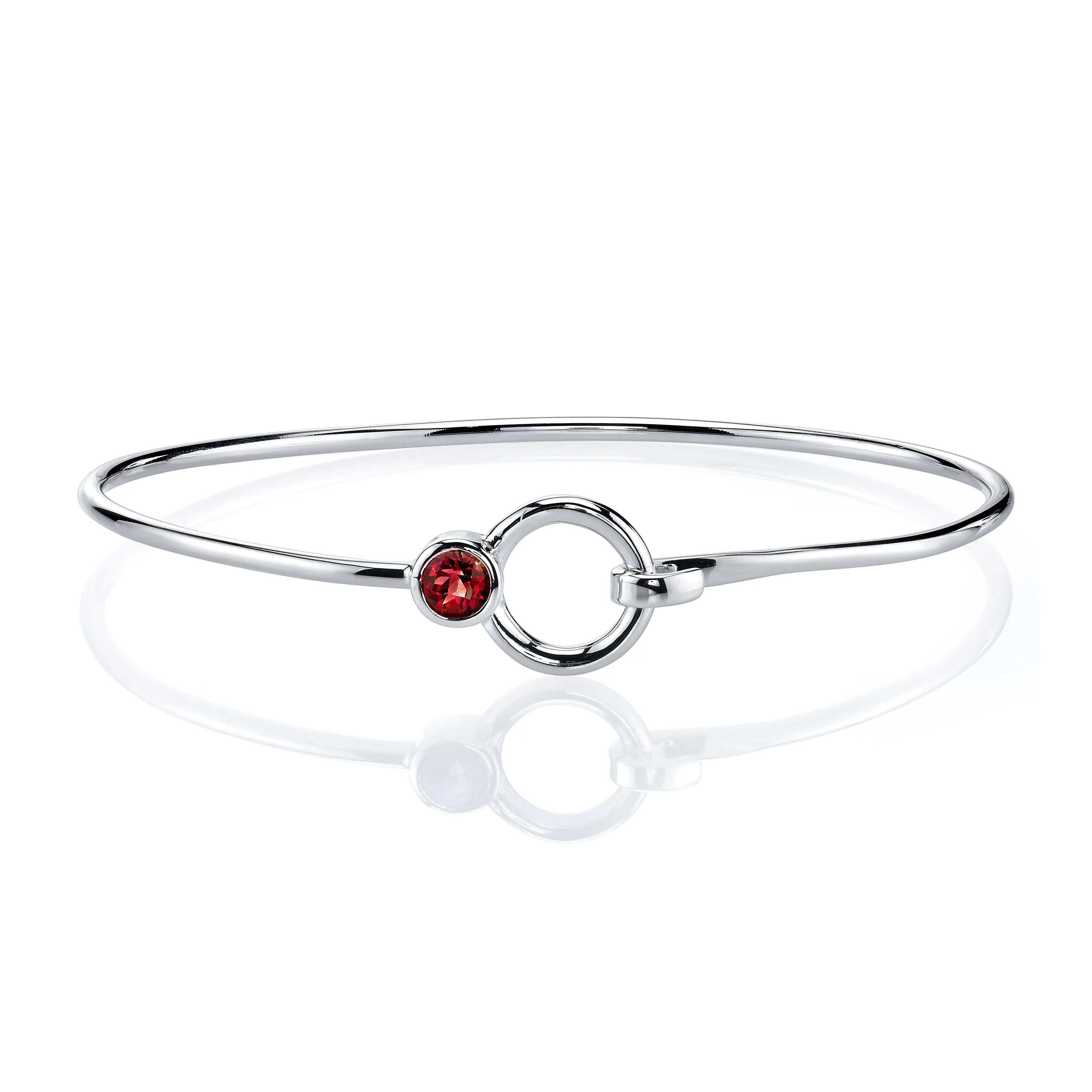 Stone and Silver Bangle Bracelet