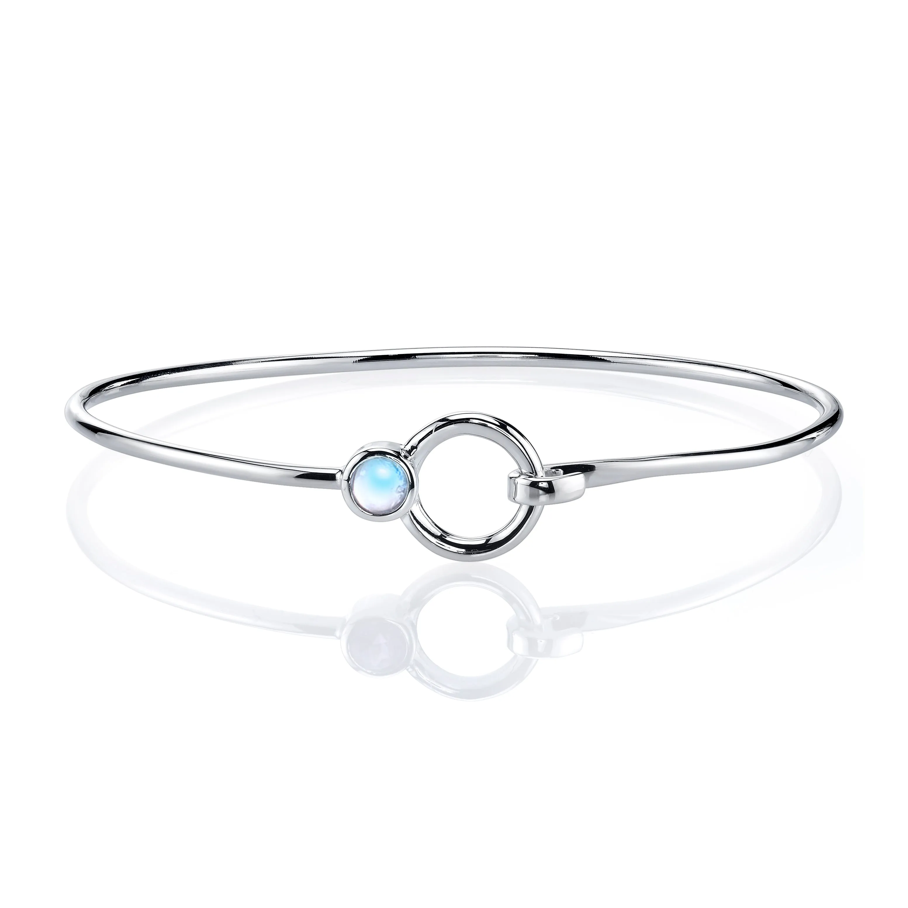 Stone and Silver Bangle Bracelet