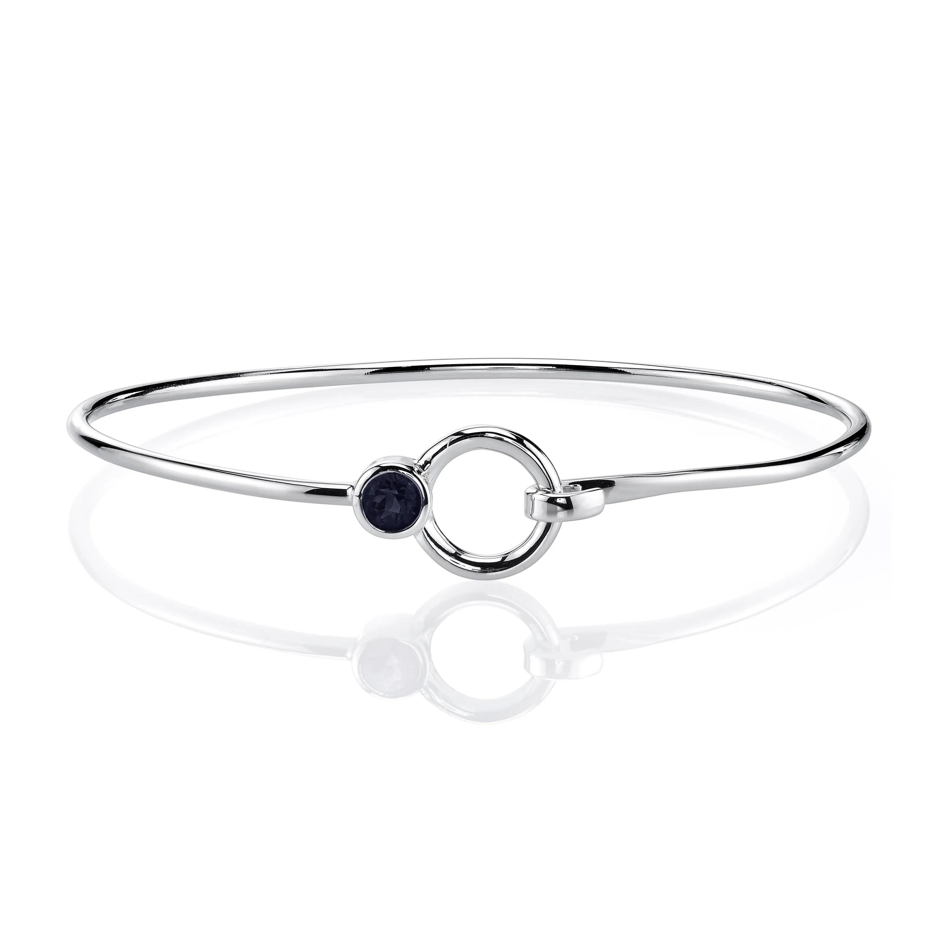 Stone and Silver Bangle Bracelet