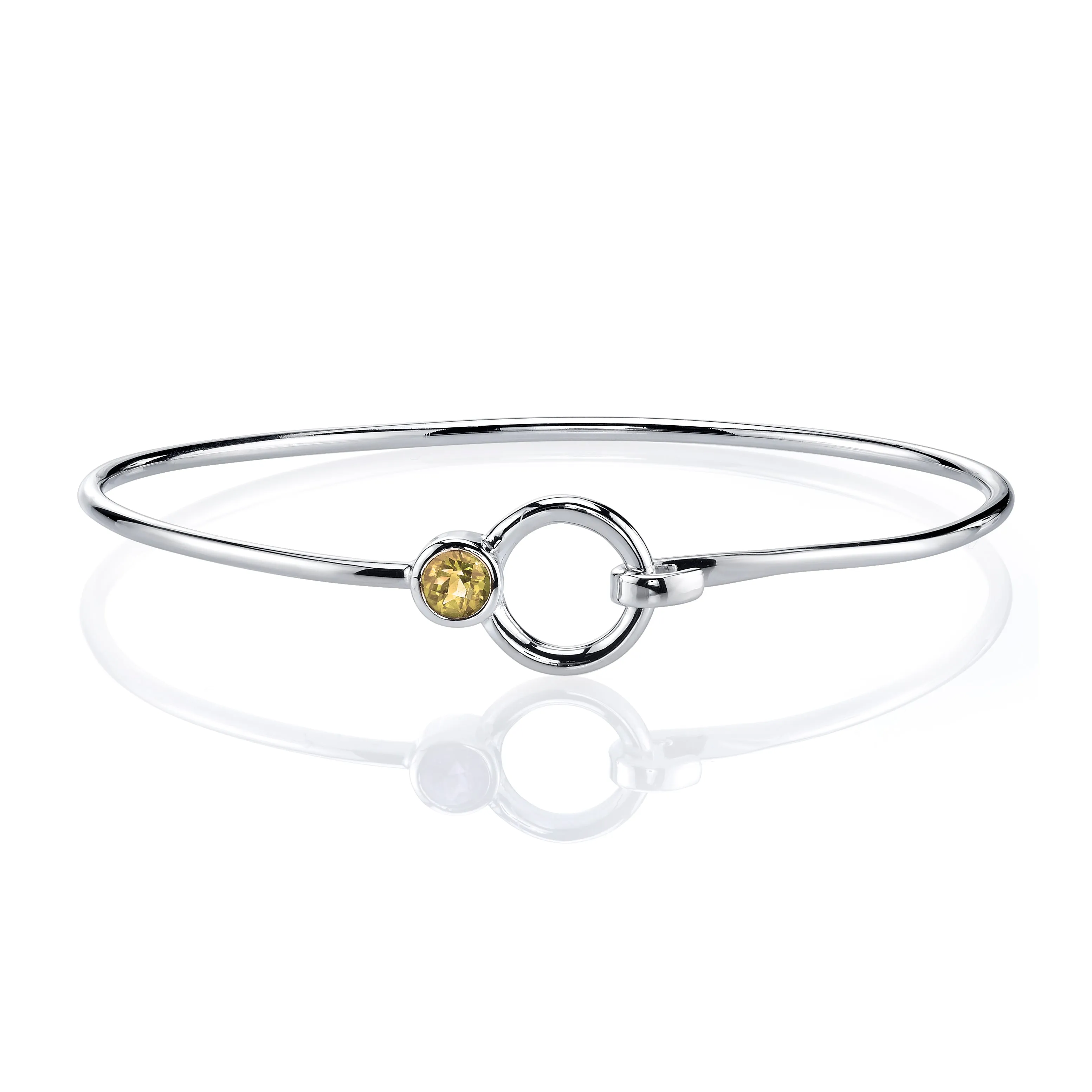 Stone and Silver Bangle Bracelet