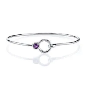 Stone and Silver Bangle Bracelet