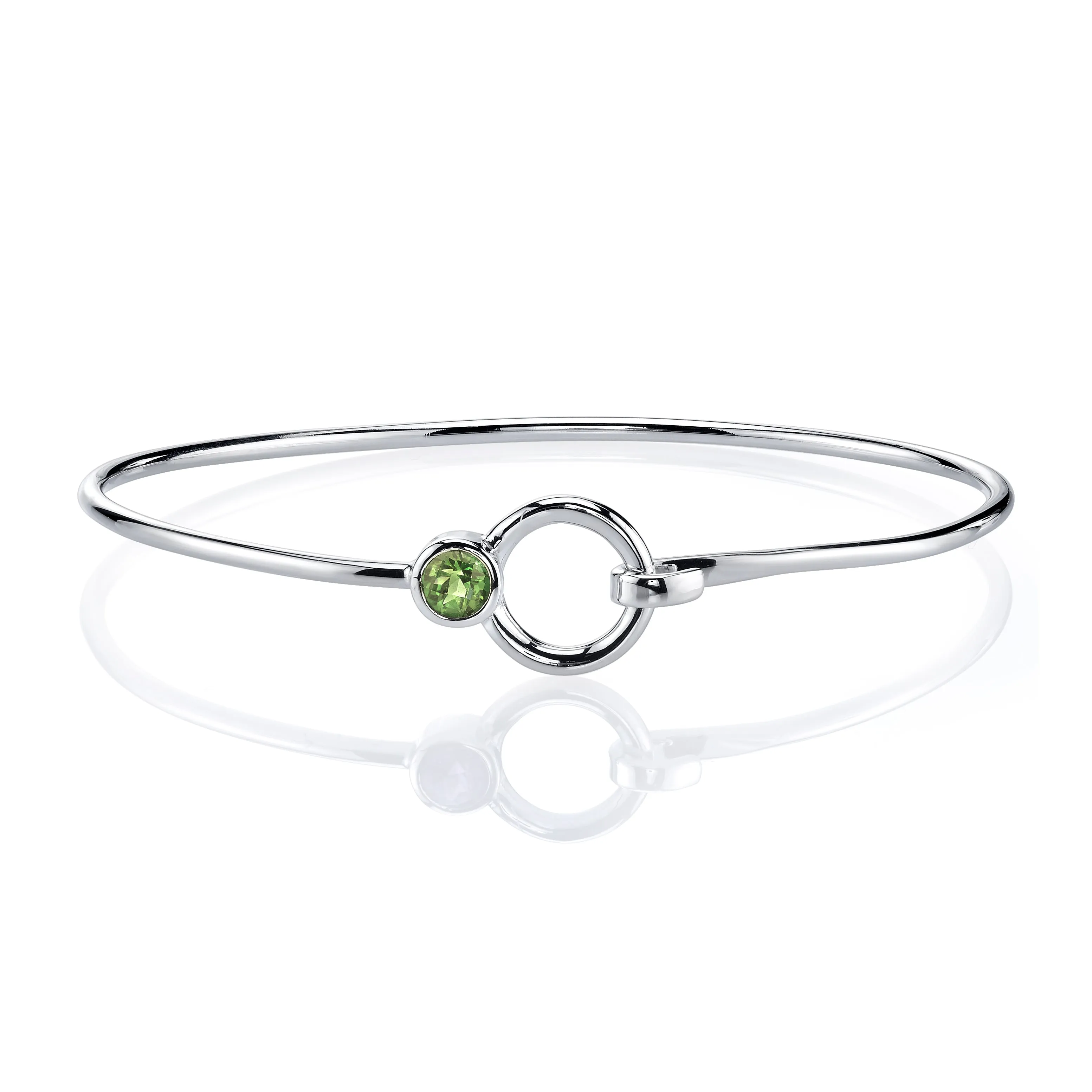 Stone and Silver Bangle Bracelet