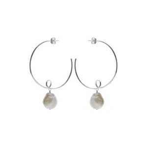 Stud top hoops with coin pearl & twist detail