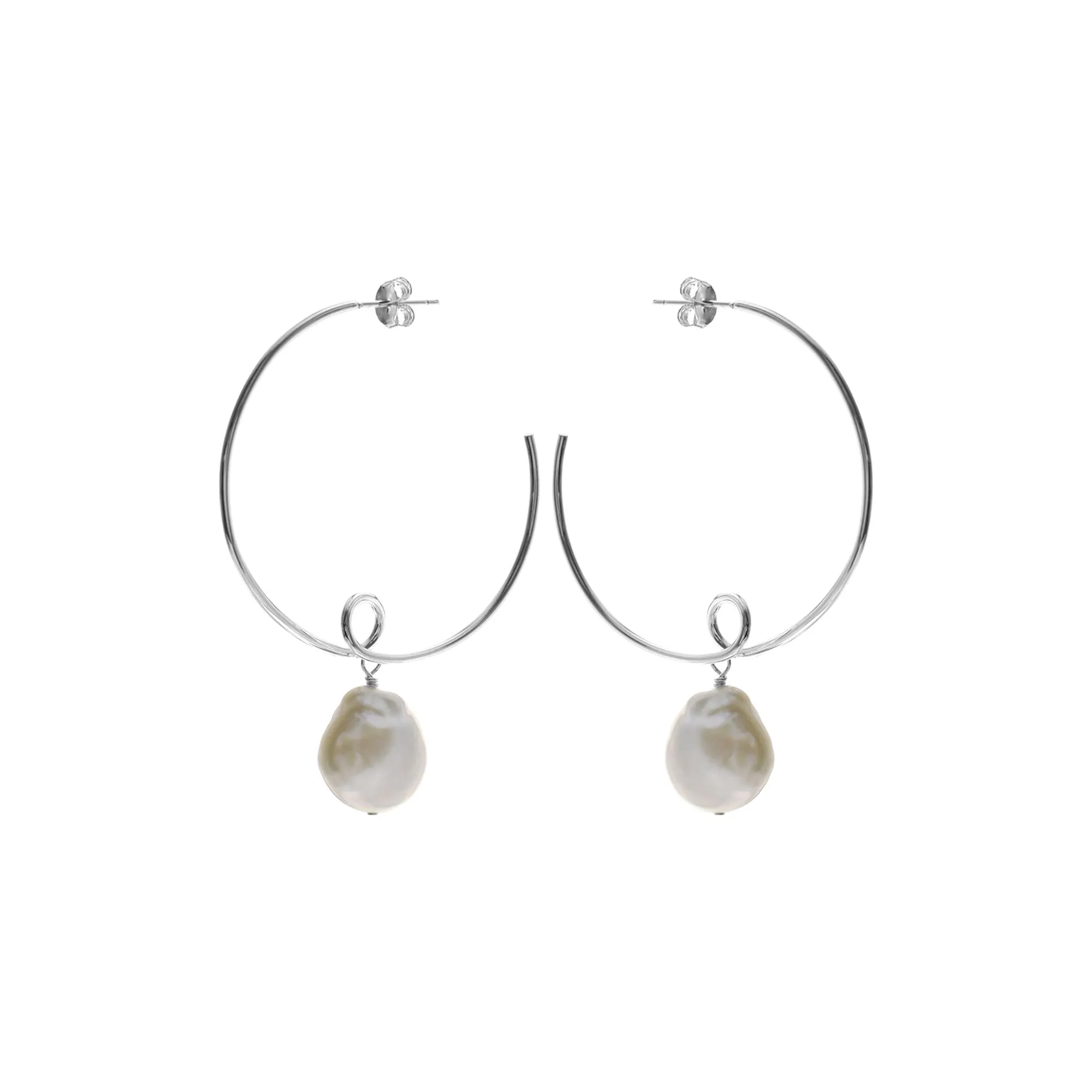 Stud top hoops with coin pearl & twist detail