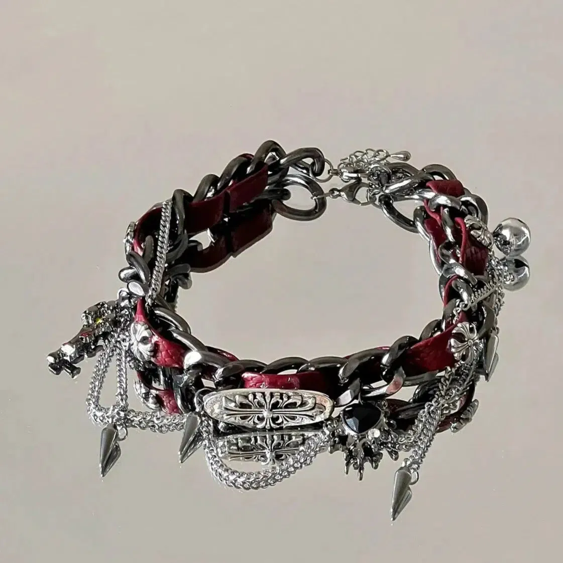 Studded Metal Leather Collar