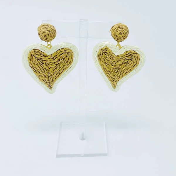 Sunny Days Heart Raffia Earrings