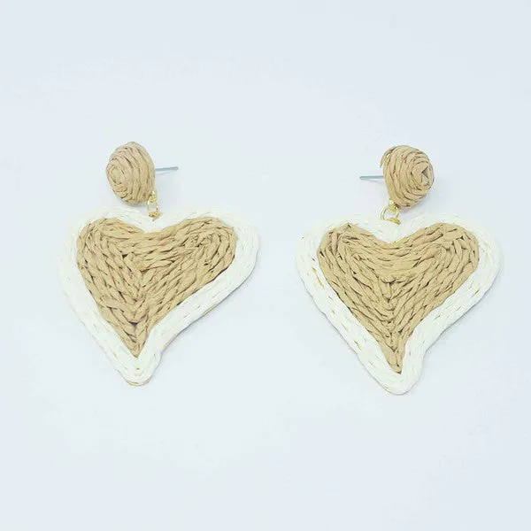 Sunny Days Heart Raffia Earrings